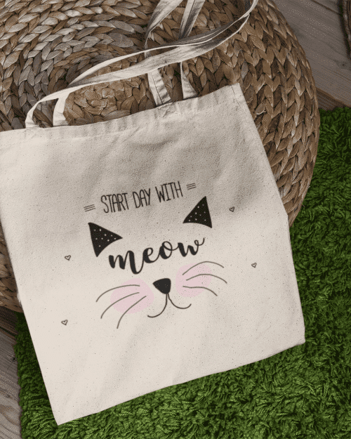 Totebag Start day with Meow
